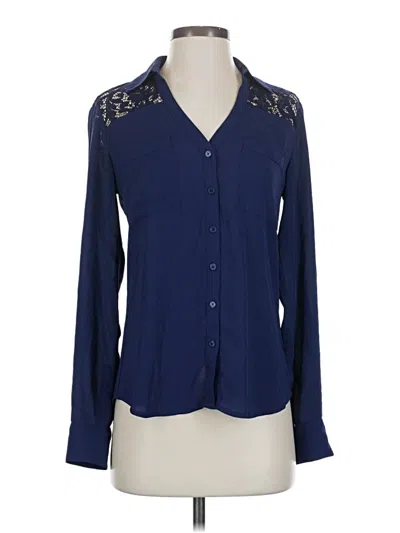 Pre-owned Express Long Sleeve Blouse In Blue