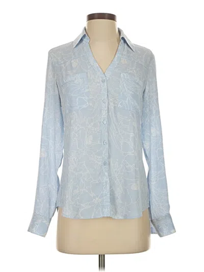 Pre-owned Express Long Sleeve Blouse In Blue