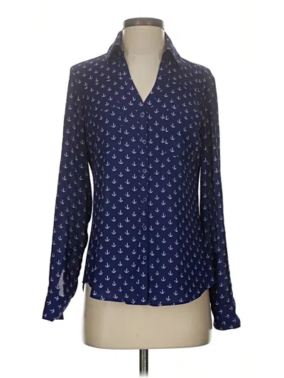 Pre-owned Express Long Sleeve Blouse In Blue