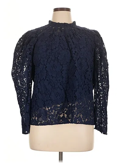 Pre-owned Express Long Sleeve Blouse In Blue