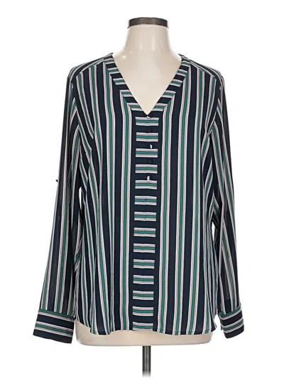 Pre-owned Express Long Sleeve Blouse In Blue