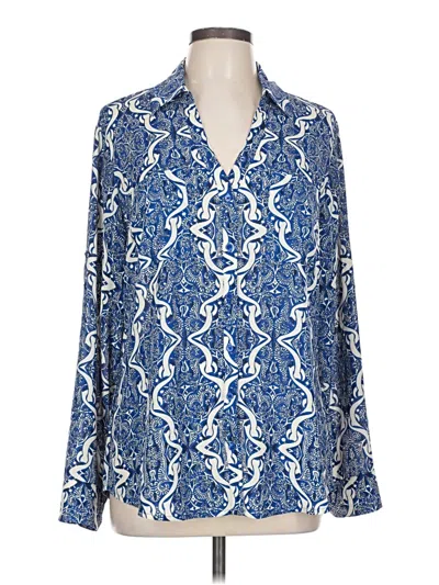 Pre-owned Express Long Sleeve Blouse In Blue