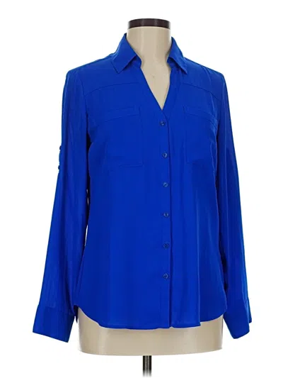 Pre-owned Express Long Sleeve Blouse In Blue