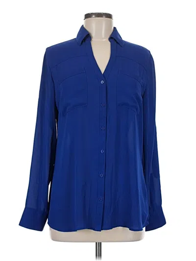 Pre-owned Express Long Sleeve Blouse In Blue