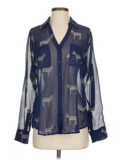 Pre-owned Express Long Sleeve Blouse In Blue