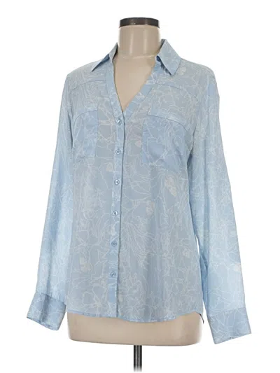 Pre-owned Express Long Sleeve Blouse In Blue