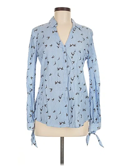 Pre-owned Express Long Sleeve Blouse In Blue