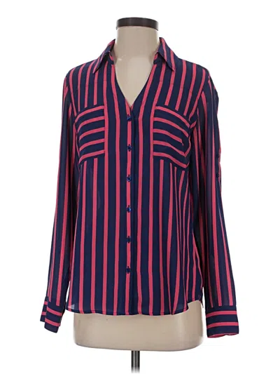 Pre-owned Express Long Sleeve Blouse In Blue