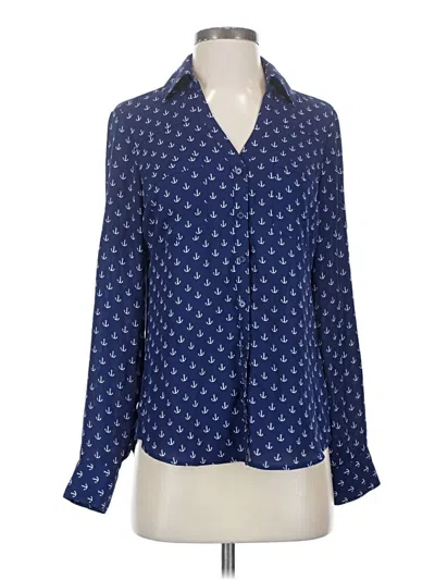 Pre-owned Express Long Sleeve Blouse In Blue