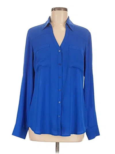 Pre-owned Express Long Sleeve Blouse In Blue