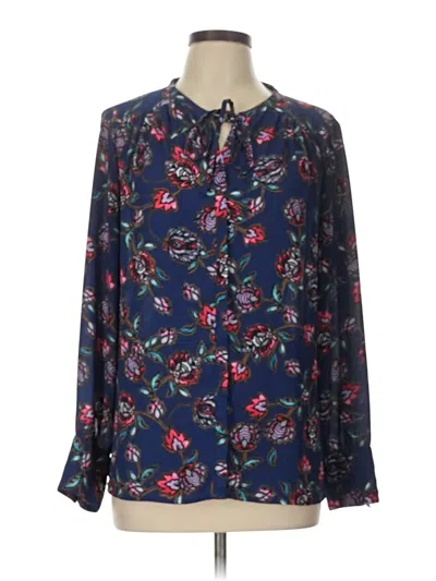 Pre-owned Express Long Sleeve Blouse In Blue