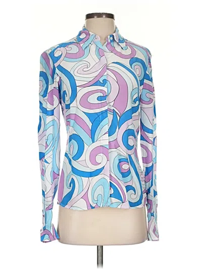 Pre-owned Express Long Sleeve Blouse In Blue