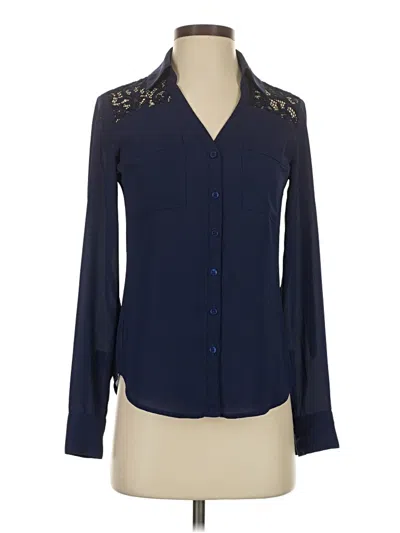 Pre-owned Express Long Sleeve Blouse In Blue