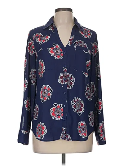 Pre-owned Express Long Sleeve Blouse In Blue