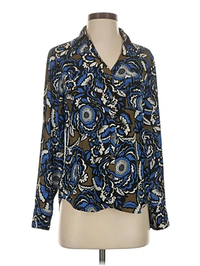 Pre-owned Express Long Sleeve Blouse In Blue
