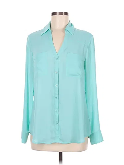 Pre-owned Express Long Sleeve Blouse In Blue