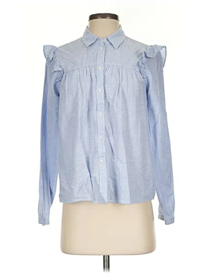 Pre-owned Express Long Sleeve Blouse In Blue
