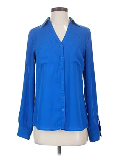 Pre-owned Express Long Sleeve Blouse In Blue