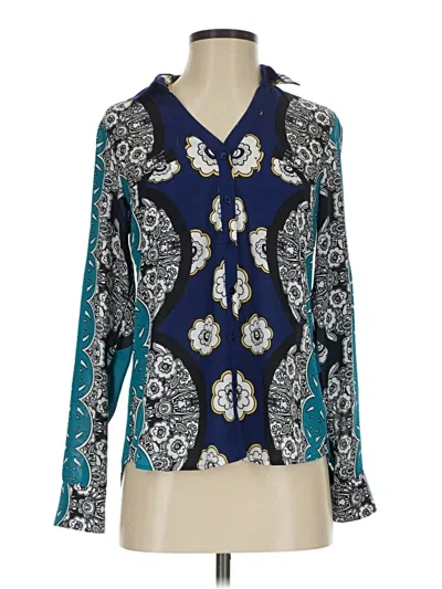 Pre-owned Express Long Sleeve Blouse In Blue