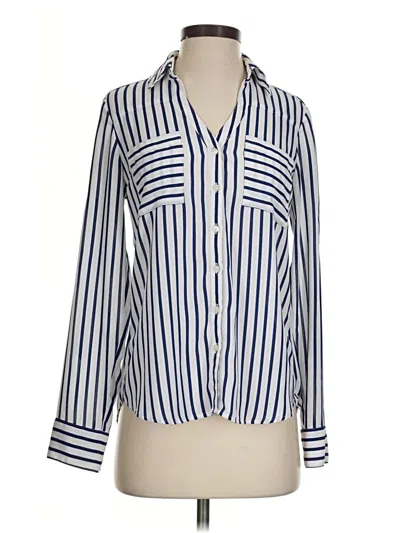 Pre-owned Express Long Sleeve Blouse In Blue