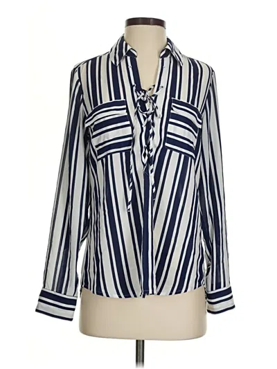 Pre-owned Express Long Sleeve Blouse In Blue