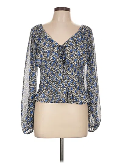 Pre-owned Express Long Sleeve Blouse In Blue
