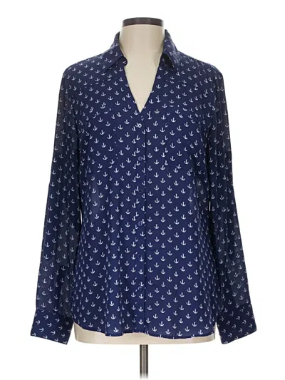 Pre-owned Express Long Sleeve Blouse In Blue