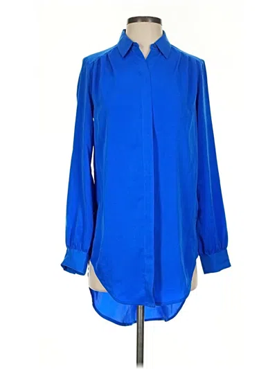 Pre-owned Express Long Sleeve Blouse In Blue