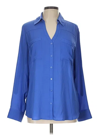 Pre-owned Express Long Sleeve Blouse In Blue