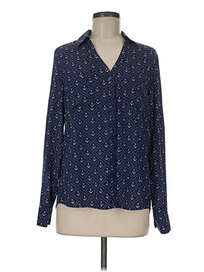 Pre-owned Express Long Sleeve Blouse In Blue