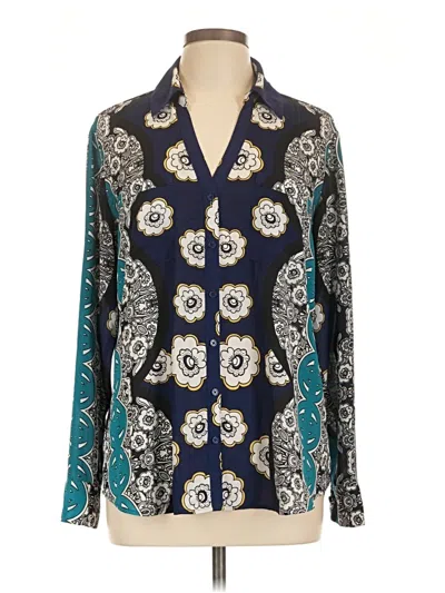 Pre-owned Express Long Sleeve Blouse In Blue