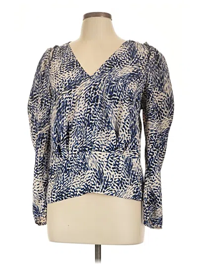 Pre-owned Express Long Sleeve Blouse In Blue