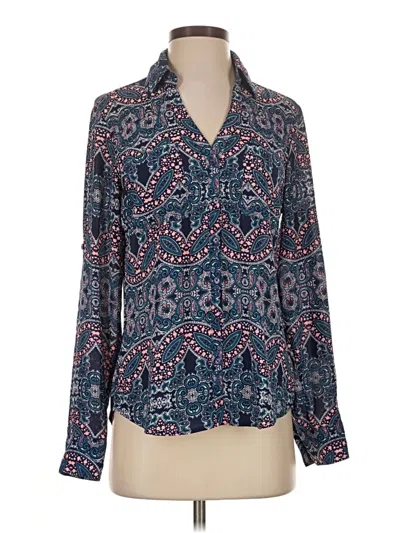 Pre-owned Express Long Sleeve Blouse In Blue