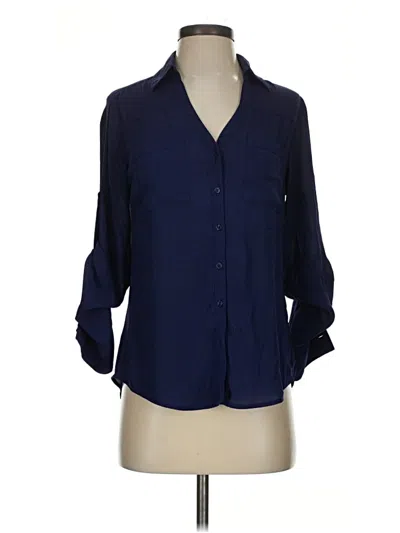 Pre-owned Express Long Sleeve Blouse In Blue