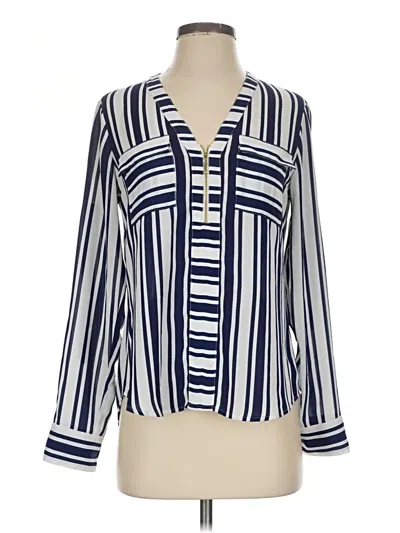 Pre-owned Express Long Sleeve Blouse In Blue