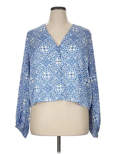 Pre-owned Express Long Sleeve Blouse In Blue