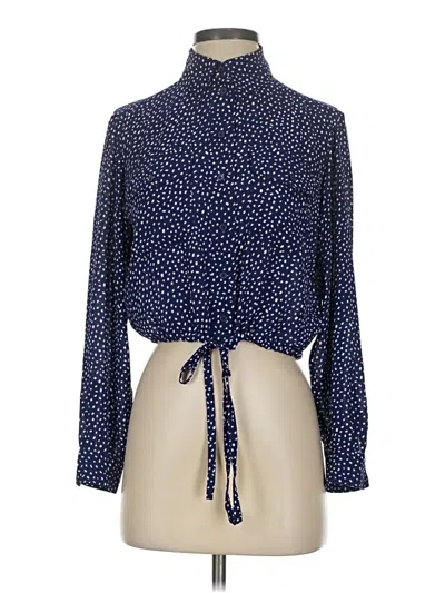 Pre-owned Express Long Sleeve Blouse In Blue