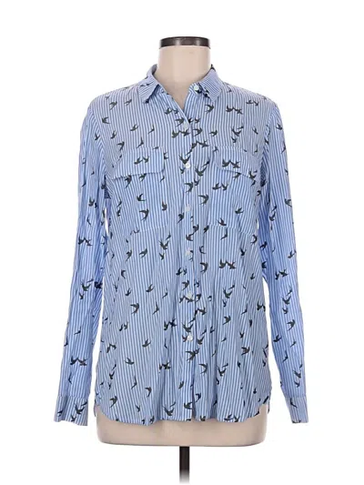 Pre-owned Express Long Sleeve Blouse In Blue