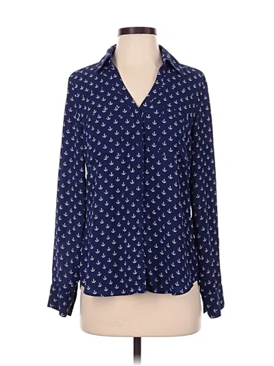 Pre-owned Express Long Sleeve Blouse In Blue