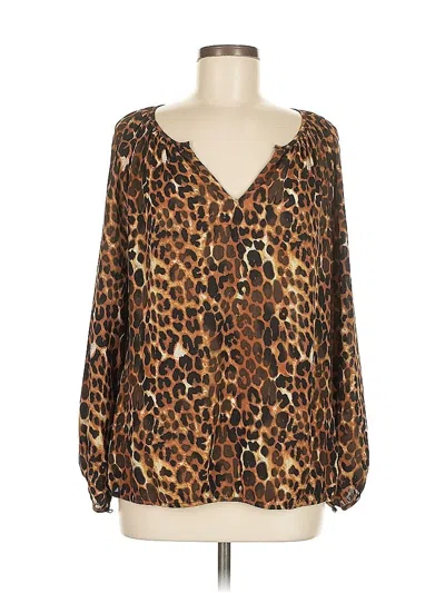 Pre-owned Express Long Sleeve Blouse In Brown