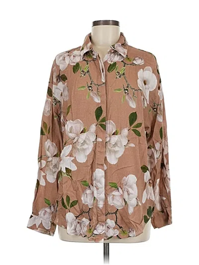 Pre-owned Express Long Sleeve Blouse In Brown