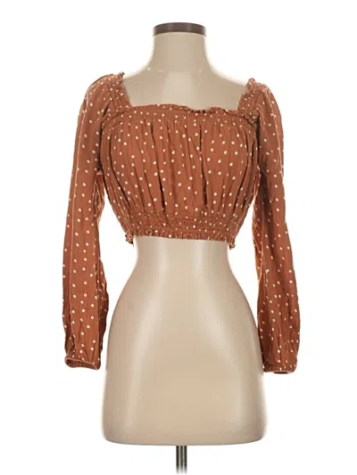 Pre-owned Express Long Sleeve Blouse In Brown