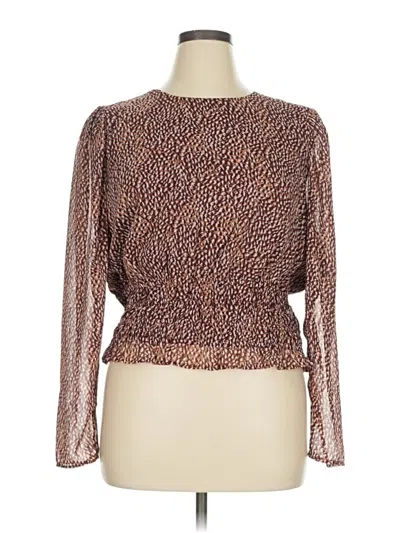 Pre-owned Express Long Sleeve Blouse In Brown
