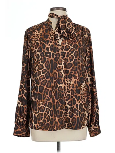 Pre-owned Express Long Sleeve Blouse In Brown