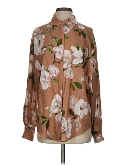 Pre-owned Express Long Sleeve Blouse In Brown