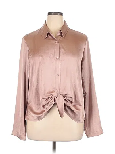 Pre-owned Express Long Sleeve Blouse In Brown