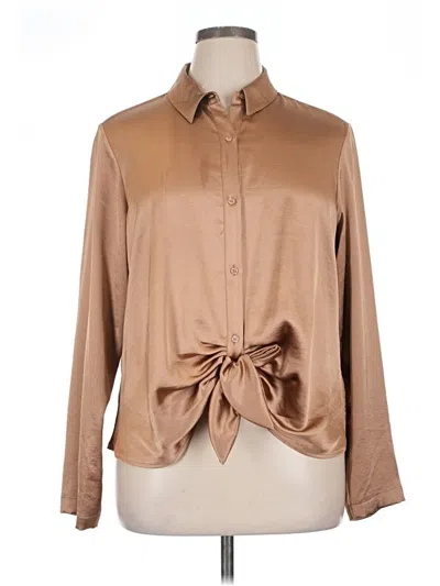 Pre-owned Express Long Sleeve Blouse In Brown