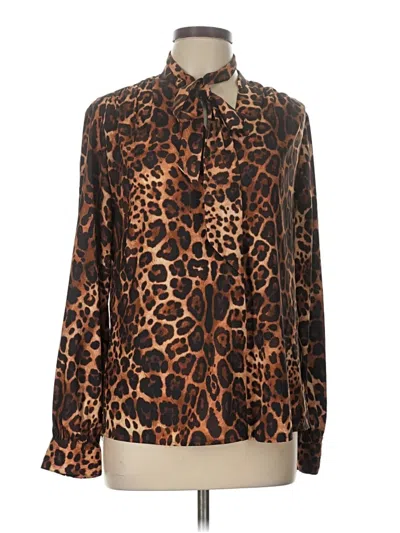 Pre-owned Express Long Sleeve Blouse In Brown