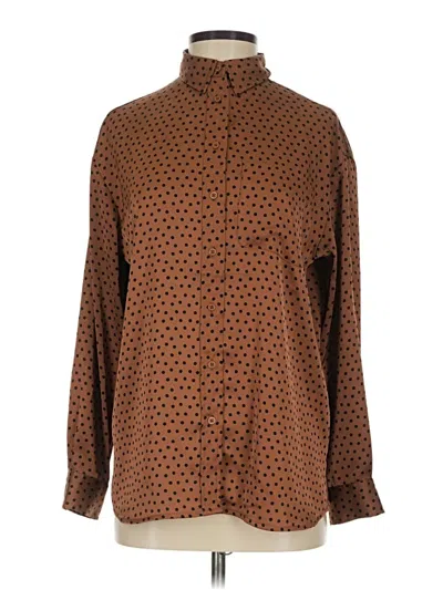 Pre-owned Express Long Sleeve Blouse In Brown