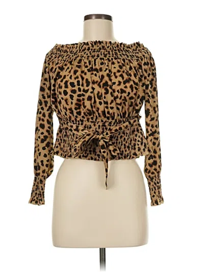 Pre-owned Express Long Sleeve Blouse In Brown